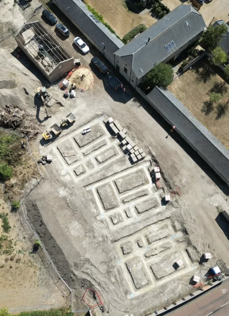 Aerial view of construction on site
